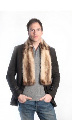 Cream polecat fur scarf - unisex